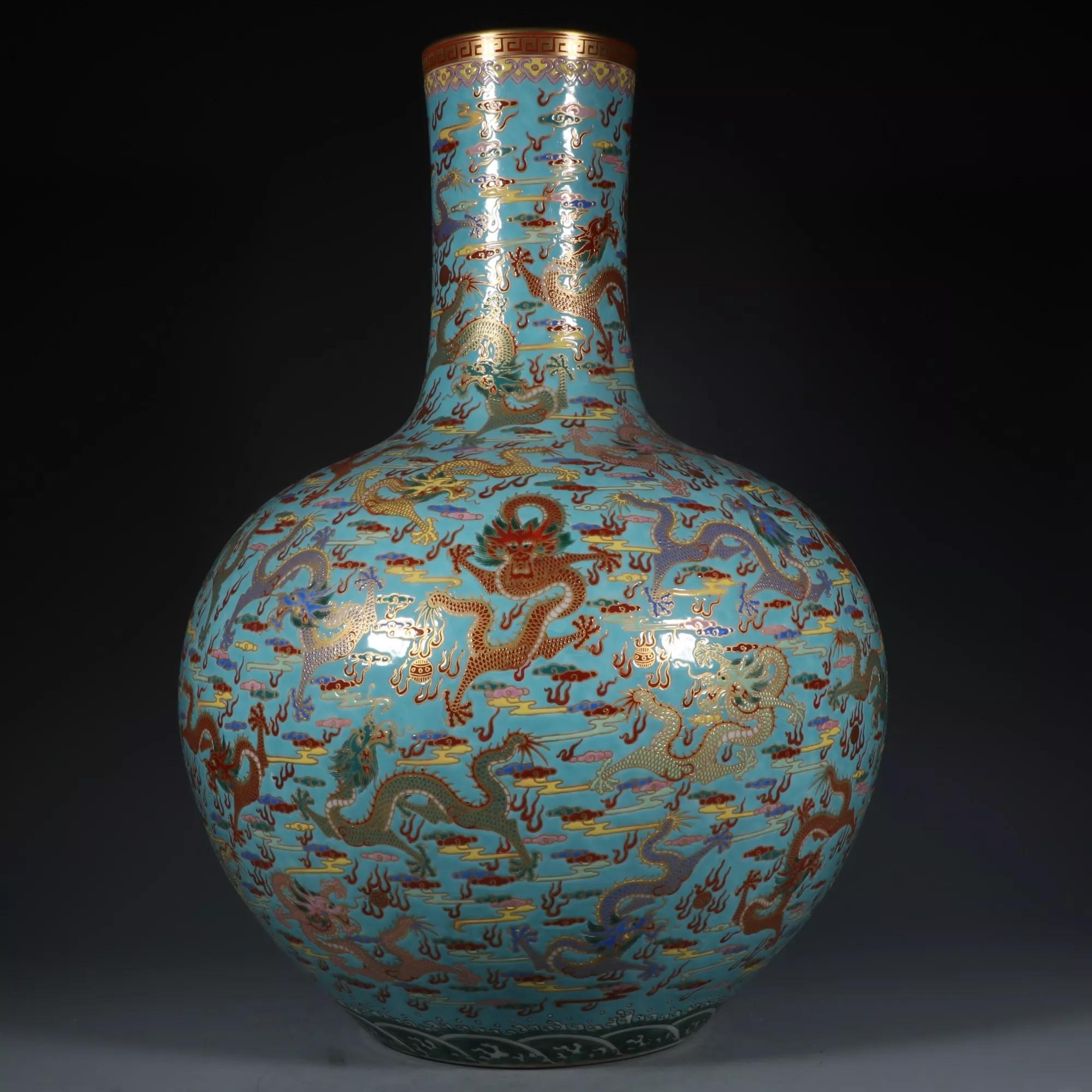 いいスタイル 中国 藍地描金粉彩 遊魚文 回転瓶 M R3875 - 美術品 ...