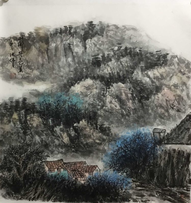 画家张伟主修国画山水一一画风笔墨灵动，贴近自然