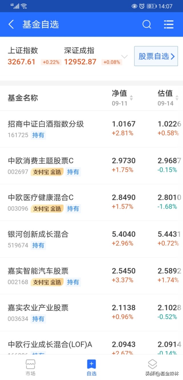 新能源汽车基金涨幅大，医疗医药基金下跌