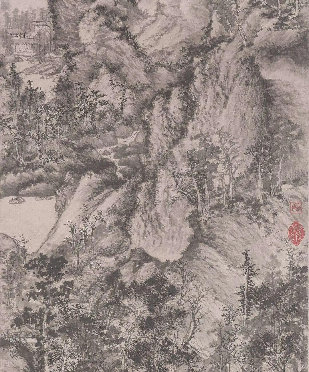 凝碧丛中高士隐 诗画合璧写秋山——张大千：拟王蒙青卞隐居图