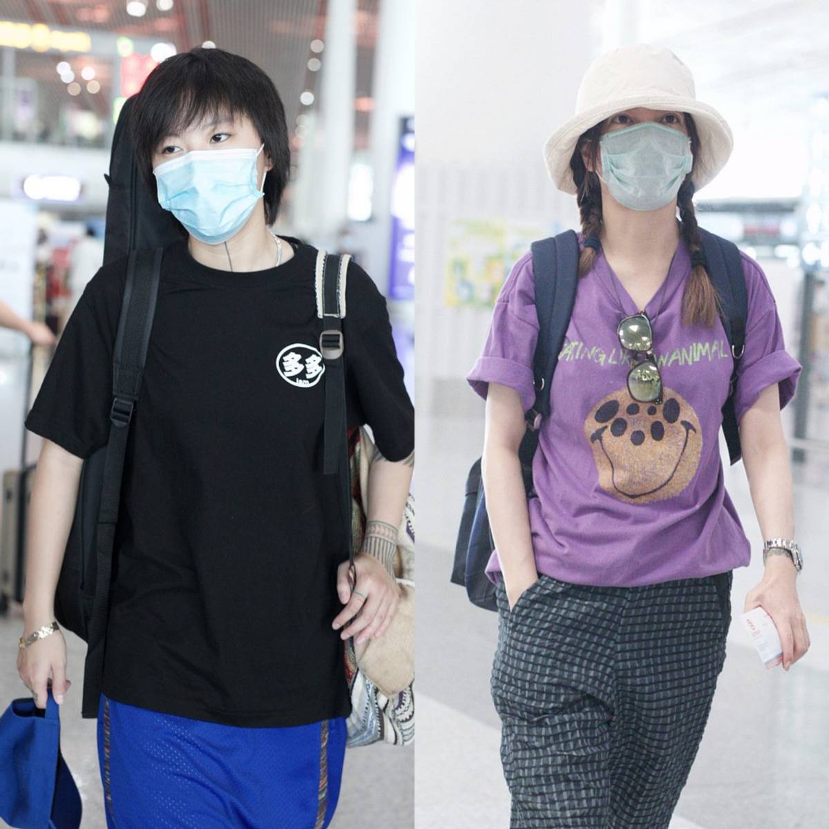 赵薇与窦靖童偶遇闲聊，45岁赵薇打扮似邻家少女，两人裤子吸睛