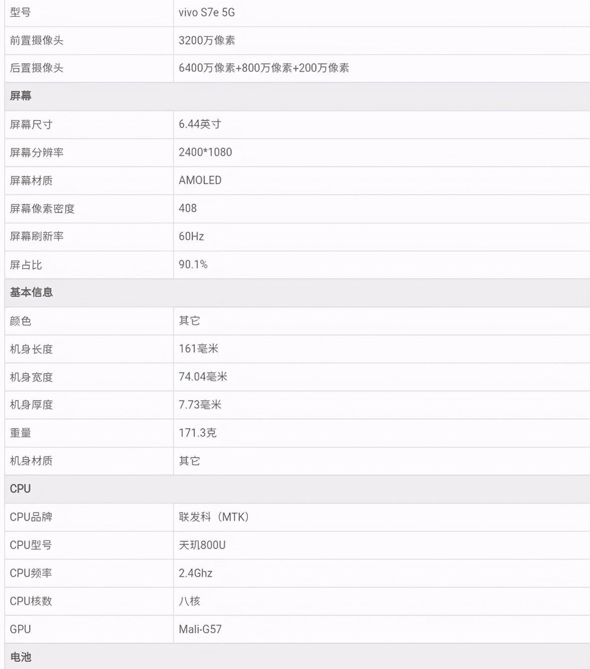 vivo S7e正式曝光：联发科天玑800U+水滴屏