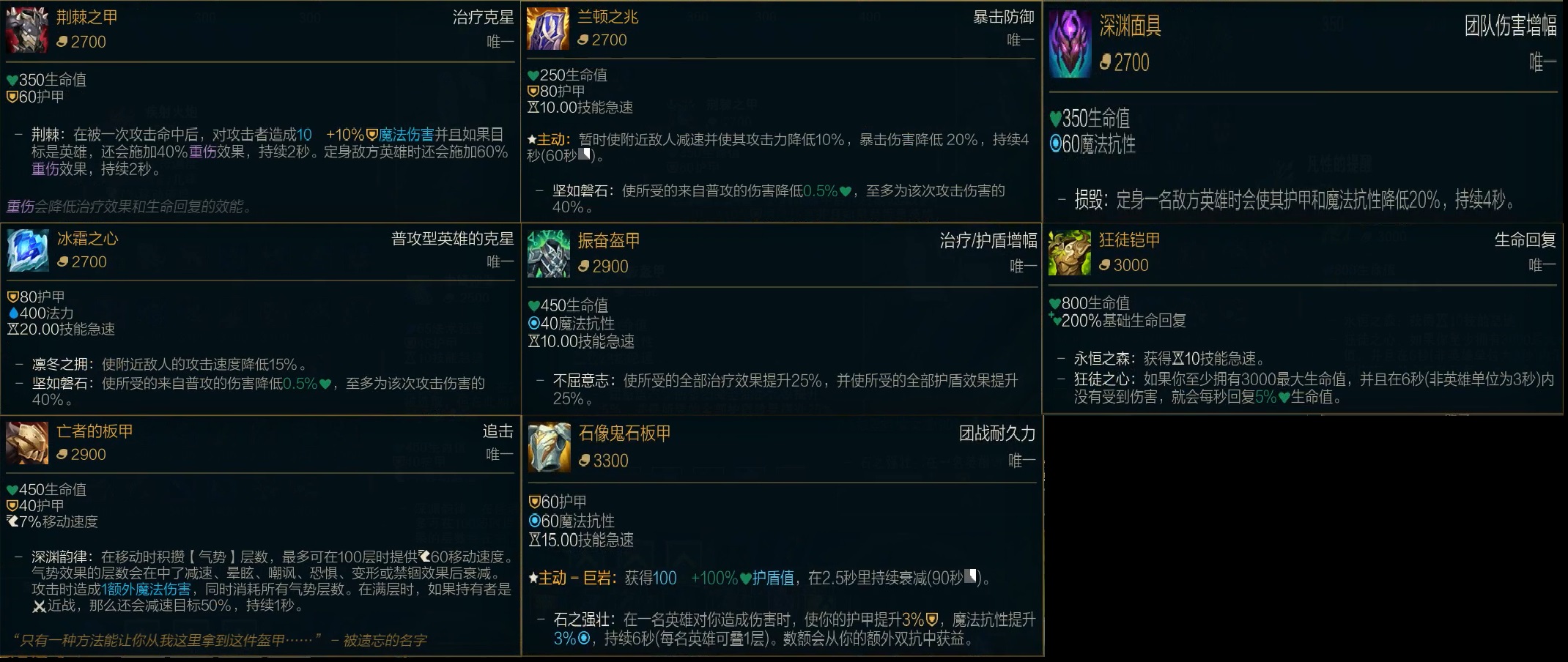 「LOL」S11季前赛所有传说装备+神话装备