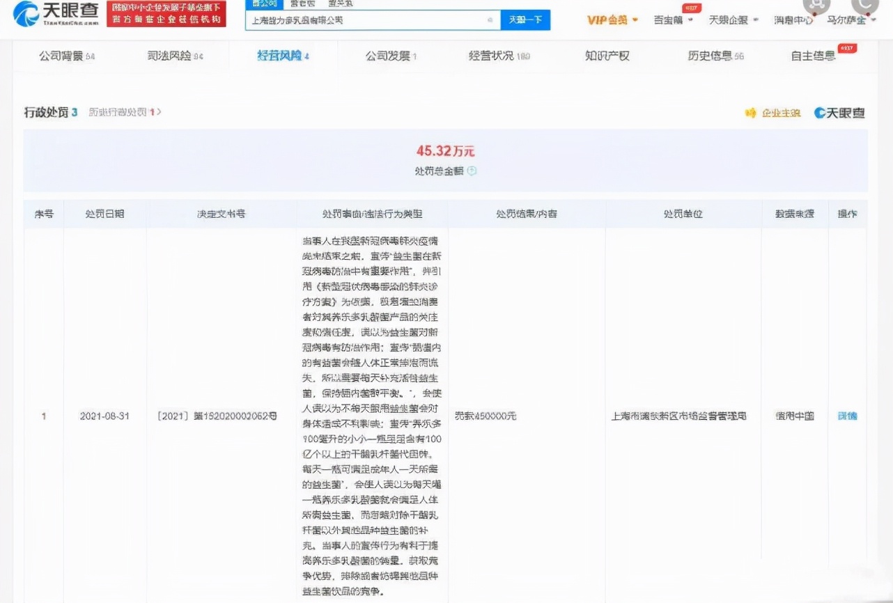 养乐多被罚45万：宣传益生菌可防治新冠病毒
