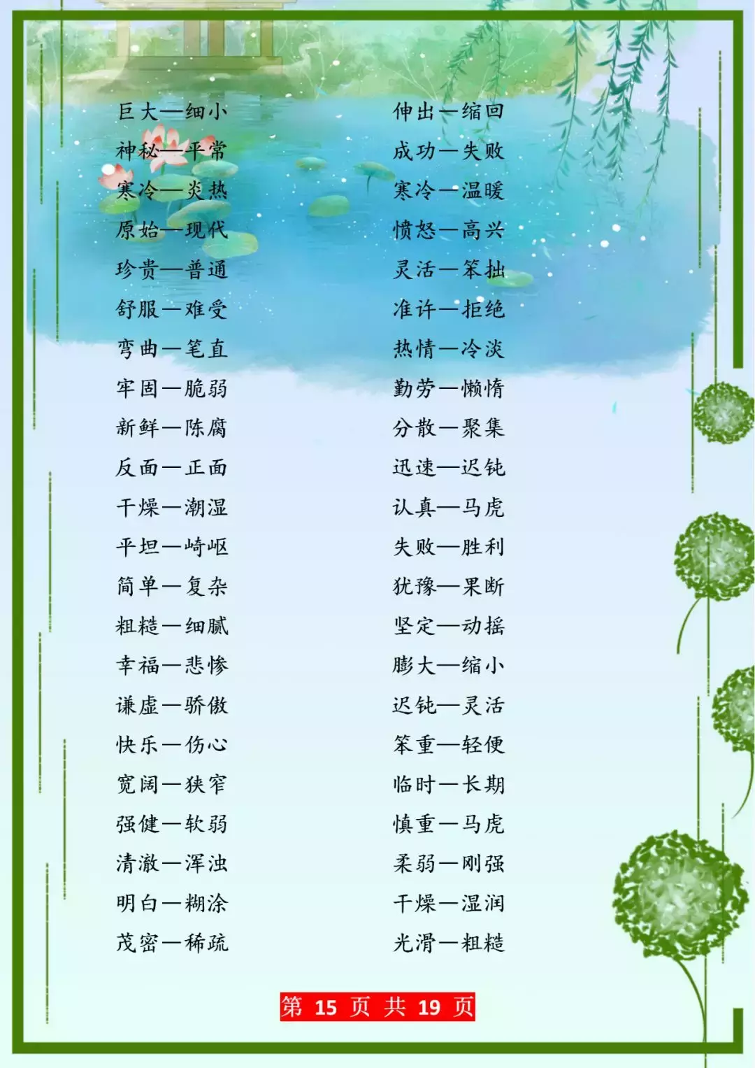 1000组近、反义词汇总，千金难买的好资料！记熟，写作不词穷