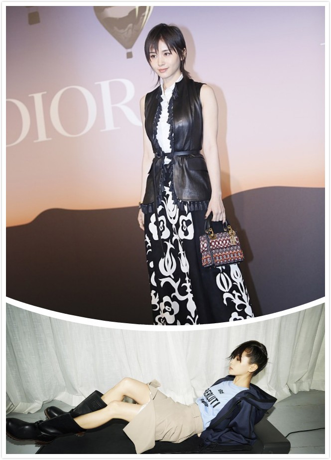 王子文穿着大胆，穿有些透的半身裙都能看见腿，时尚又可爱