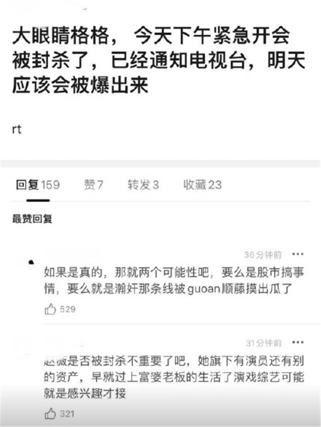 赵薇疑被封杀，被多部主演作品除名，传已将她划分为劣迹艺人