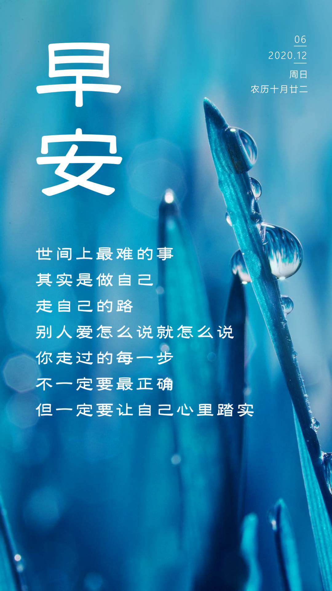 周末早晨好加油激励语录图片12月6正能量早安日签带字共勉