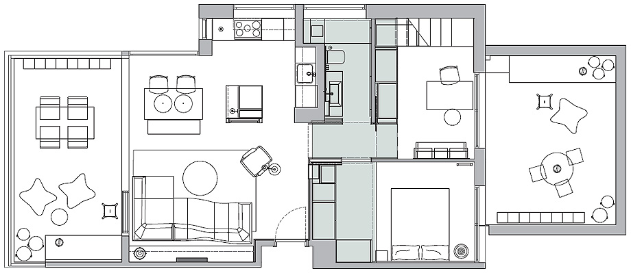 温馨舒适的56m²顶层小公寓，充分利用阁楼空间