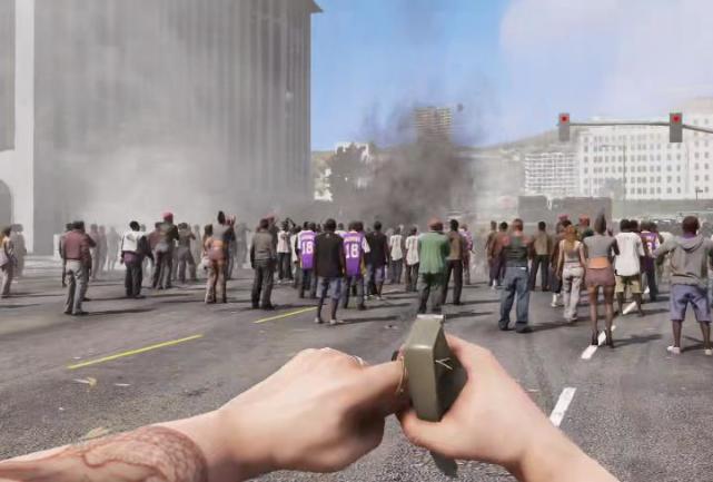 《GTA5》每个玩家都干过的事情，人群中丢“一颗”进去会怎样