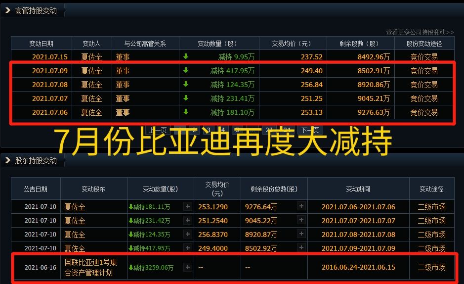 为什么一路大涨的比亚迪，对应着一路高管、股东的减持