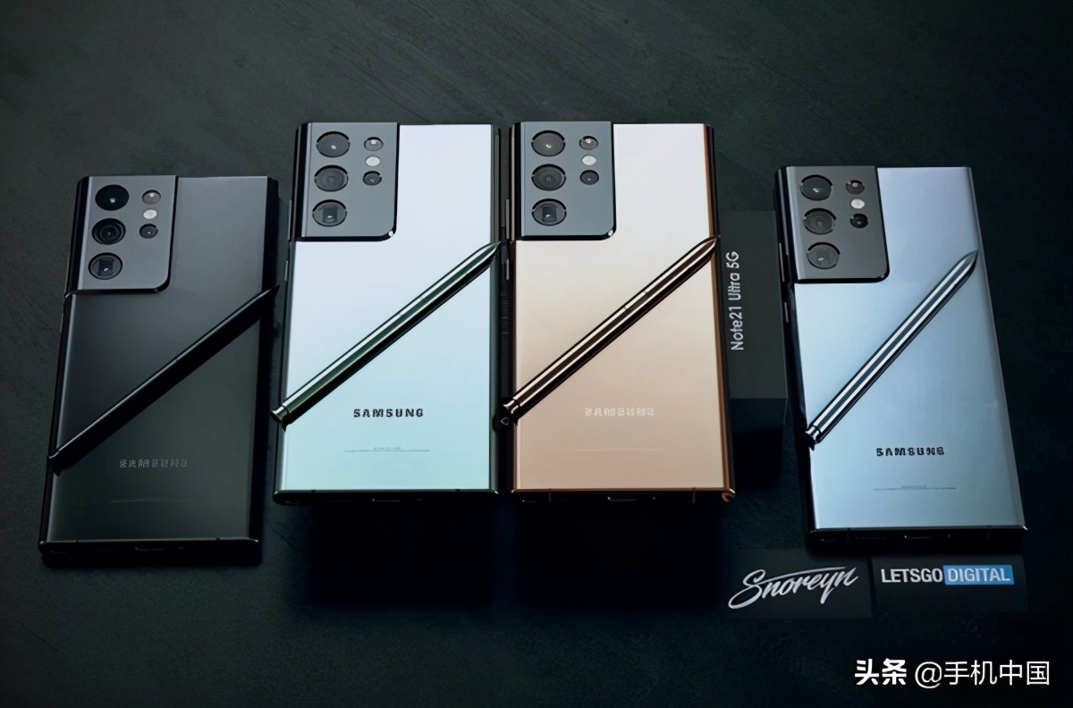 三星Note21 Ultra渲染图出炉！四种颜色还配备手写
