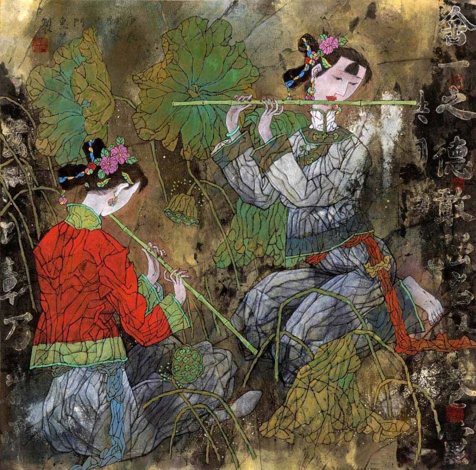 柔美多姿，仪态万方——著名画家徐惠泉以工笔重彩将东方女性的美跃然纸上