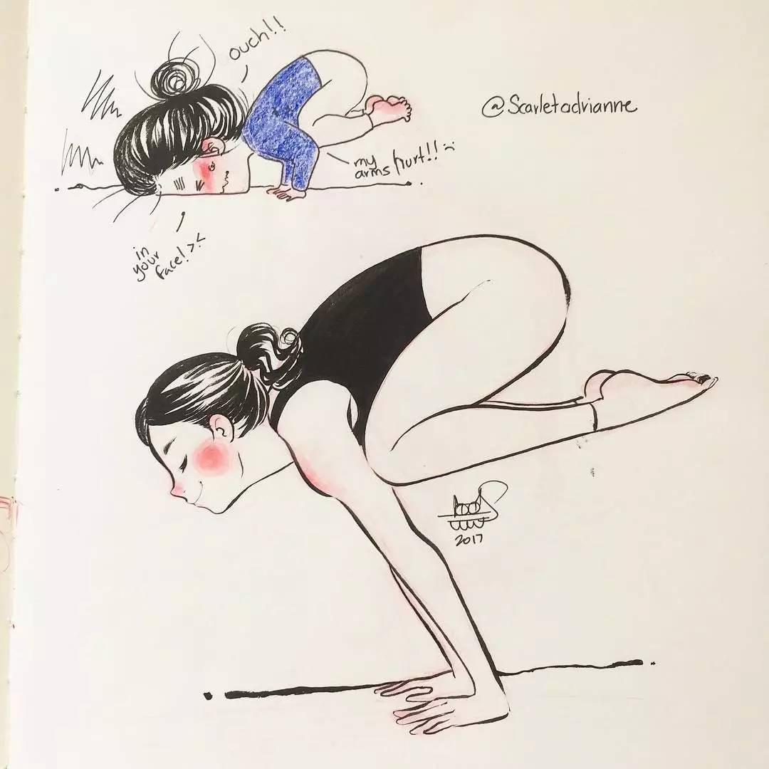 超可爱哒，一组“超写实”的简笔画，练瑜伽的你