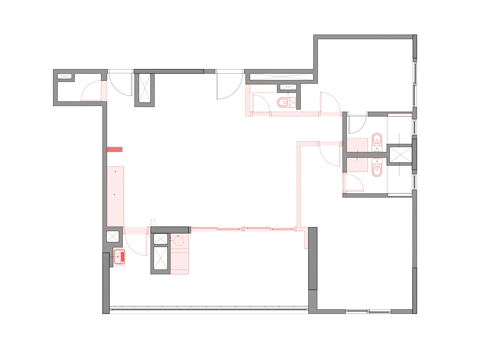 一道弧形木墙既是家具也是隔墙，令90m²公寓清爽舒适