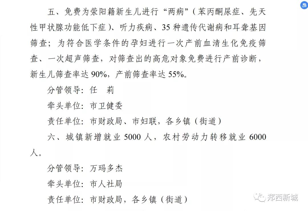 清單 | 滎陽10項民生實事出爐