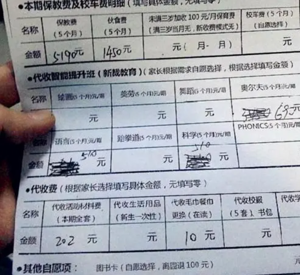 开学“神兽”归笼，看到幼儿园“缴费单”，家长打消了生三胎想法