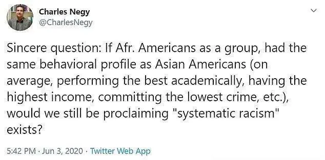 美国教授再出狂言，如果黑人如果像亚裔一样，