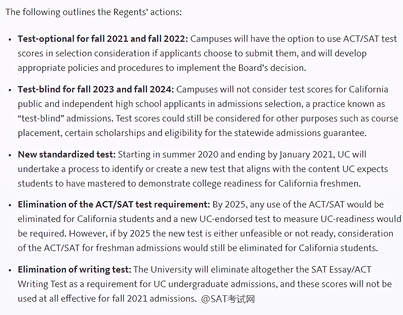 加州大学宣布10校取消SAT/ACT要求，对未来申请者有哪些影响？