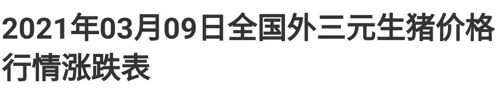 今日最新生猪价格（2021.03.09）
