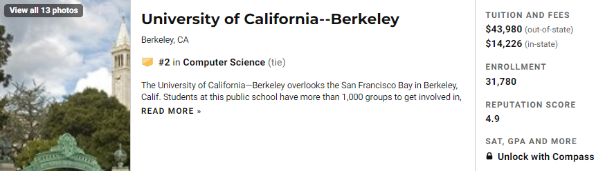 想学计算机专业的看过来：U.S. News计算机专业排名一览