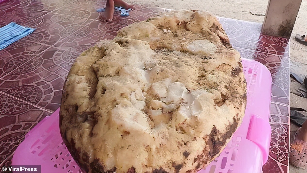 大妈在沙滩上被一块大石头绊倒，没想到它竟价