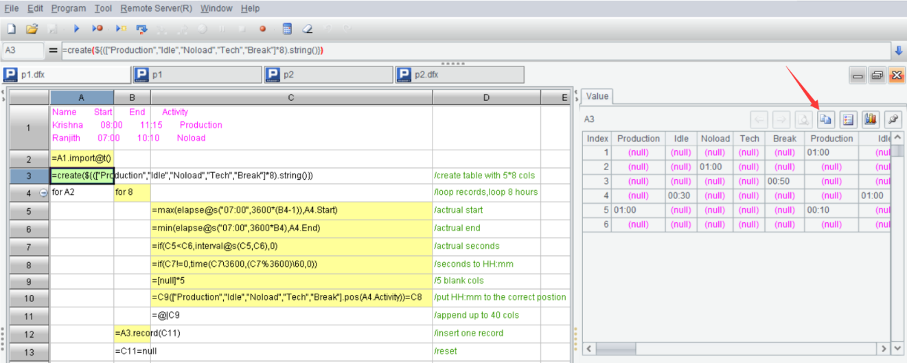 如何将一片表格按时间分段后横向扩展成多片