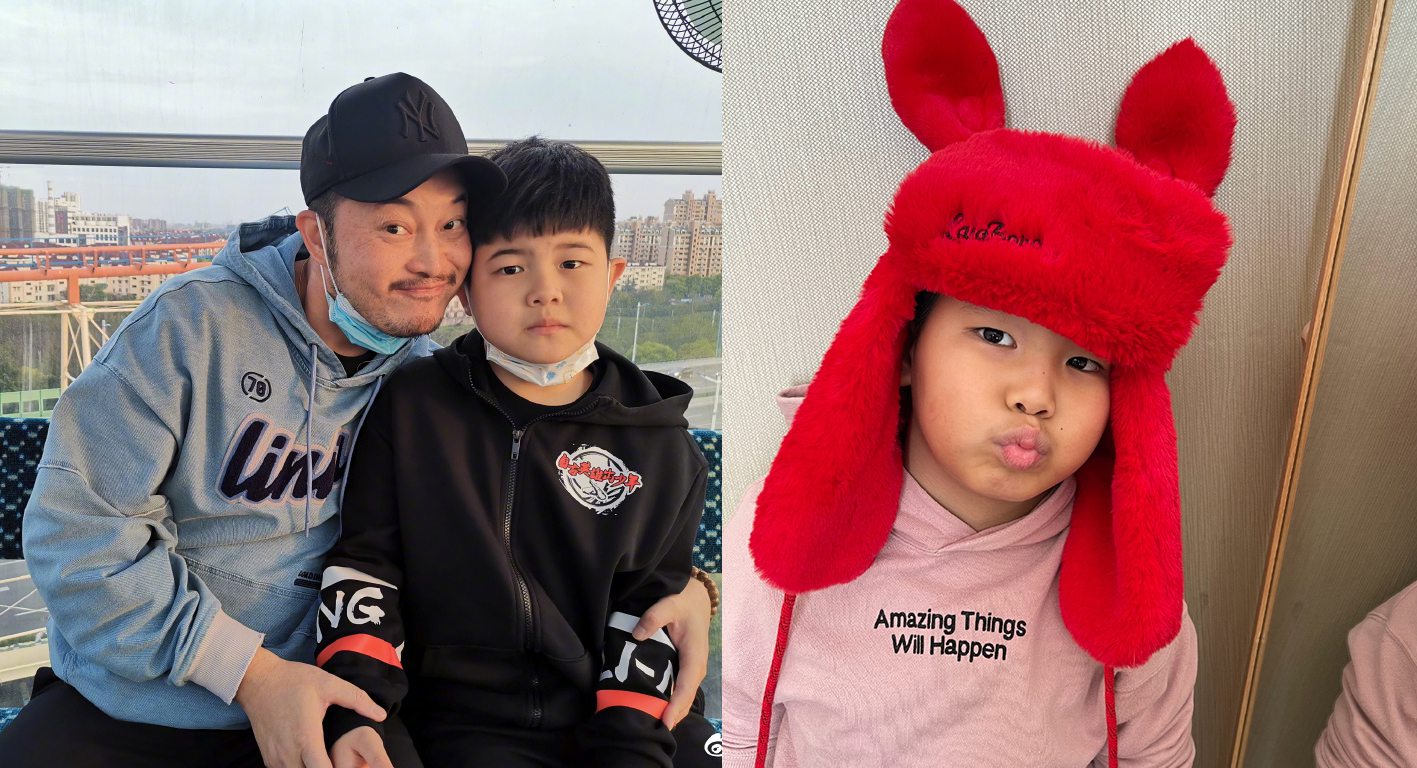 沙溢胡可一家四口出行，安吉小鱼儿长高不少，变圆润越来越像爸爸