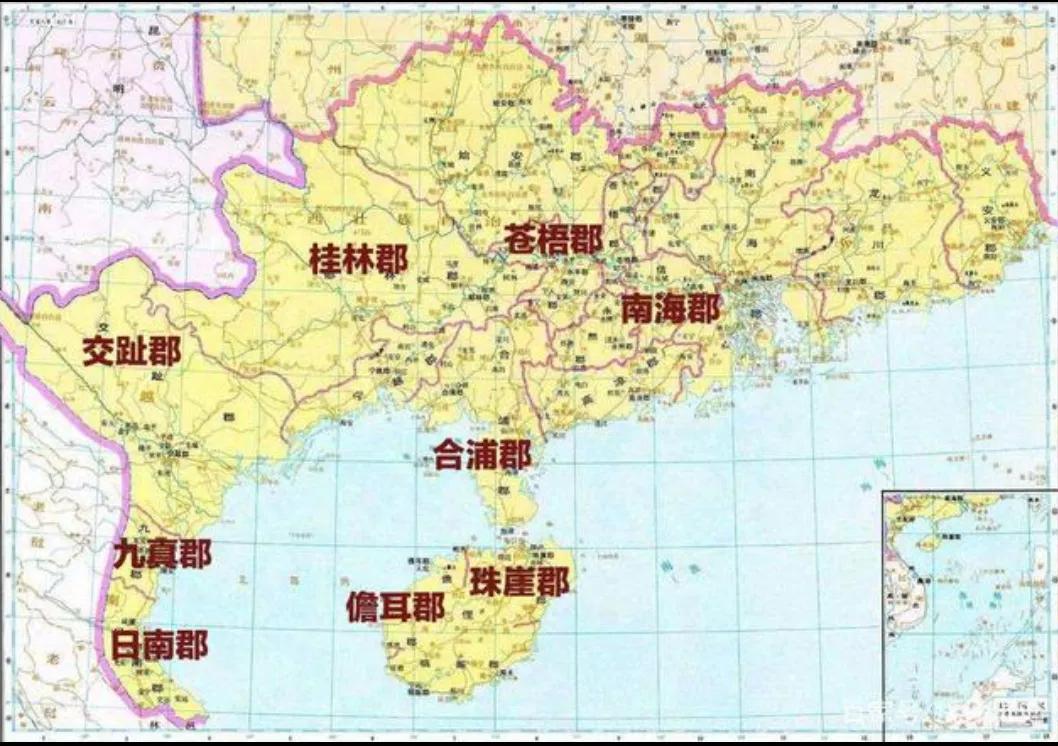 郁林郡,合浦郡,苍梧郡,交趾郡,九真郡,日南郡,儋耳郡,珠崖郡,合称为"