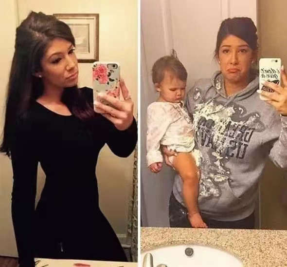 生娃前后对比，人类幼崽永远不知道妈妈牺牲了什么，很扎心
