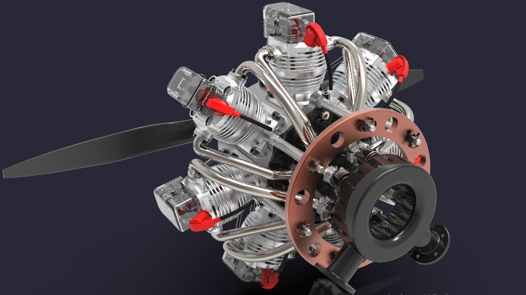 Rotary-Engine 7缸星形发动机3D图纸 STP 附平面工程图