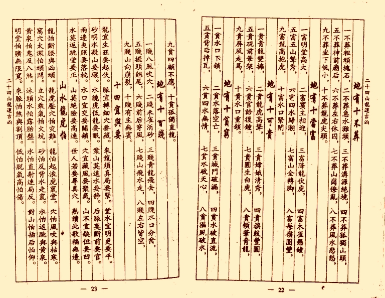 风水古籍刻本《杨公二十四山龙运吉凶》