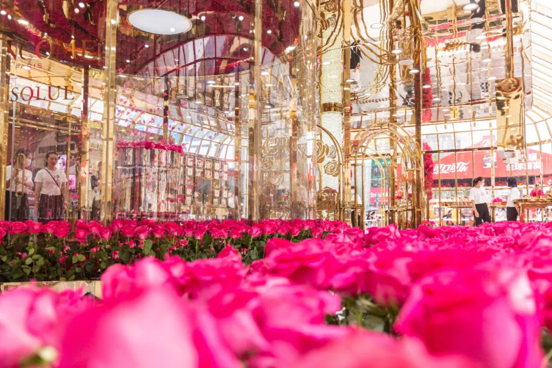 太绝了！南京这家商场把10000+朵玫瑰花海搬到了市中心