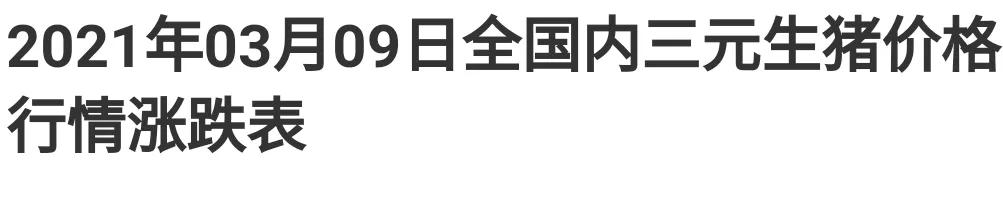 今日最新生猪价格（2021.03.09）