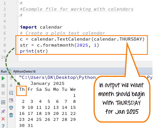 DAY6-step7 Python 示例说明CALENDAR