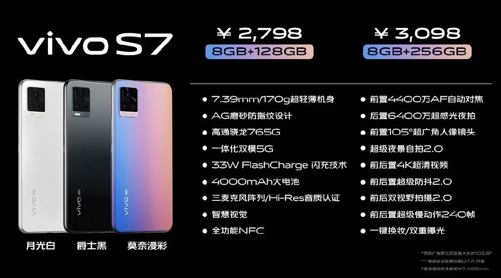 vivo S7发布，有这样的轻薄和自拍加持，骁龙765G也变成香的了