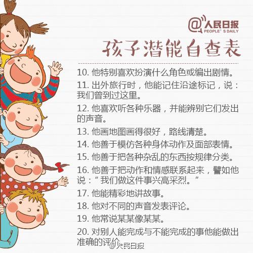 孩子天赋自查表：你埋没孩子的才华了吗？快对照看看吧