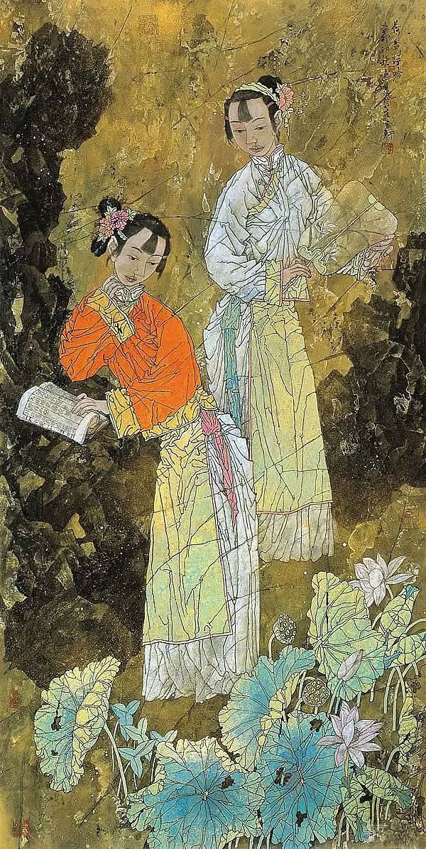 柔美多姿，仪态万方——著名画家徐惠泉以工笔重彩将东方女性的美跃然纸上