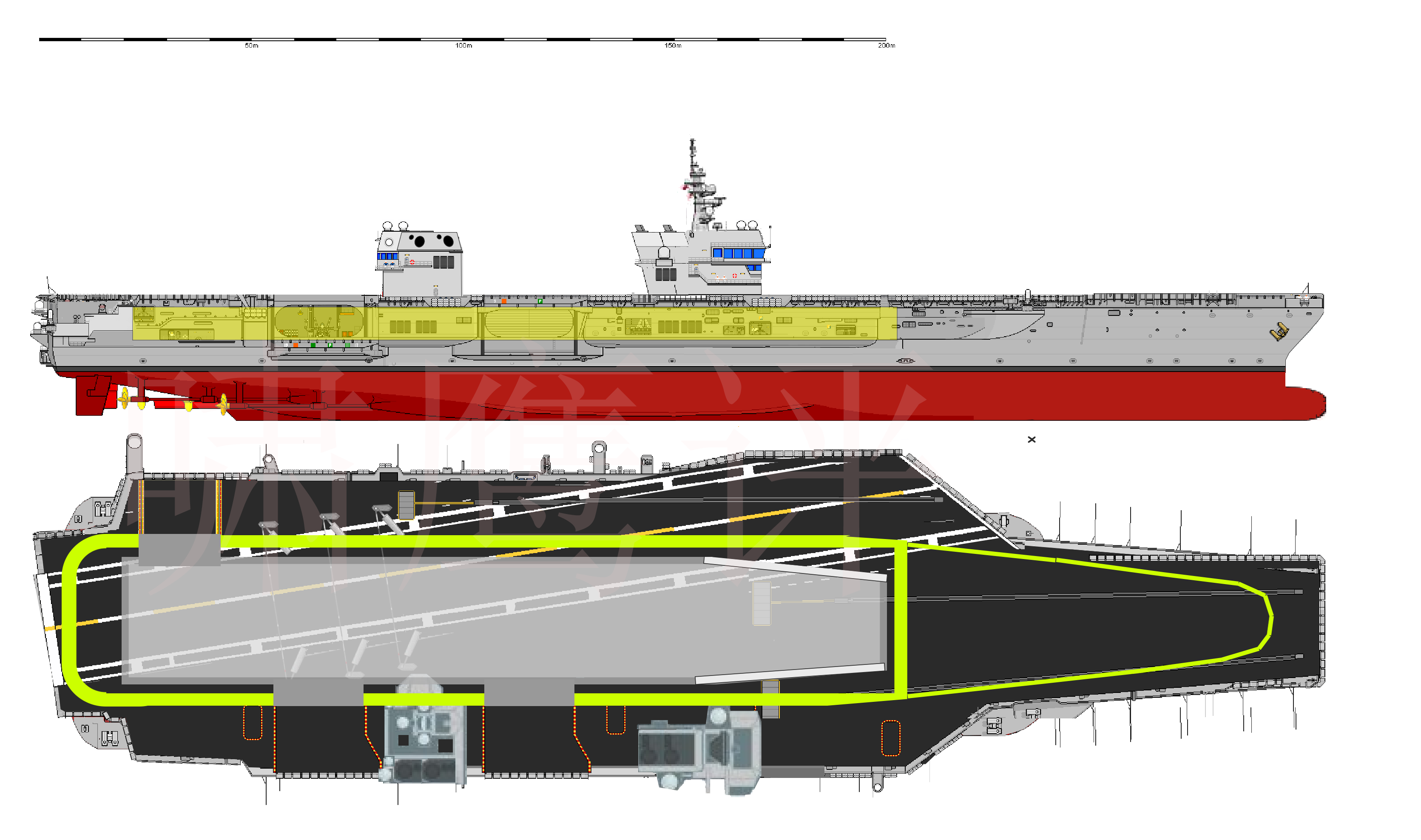 架空露出獠牙的日本海自日本军事复兴的标志赤城级重型航母