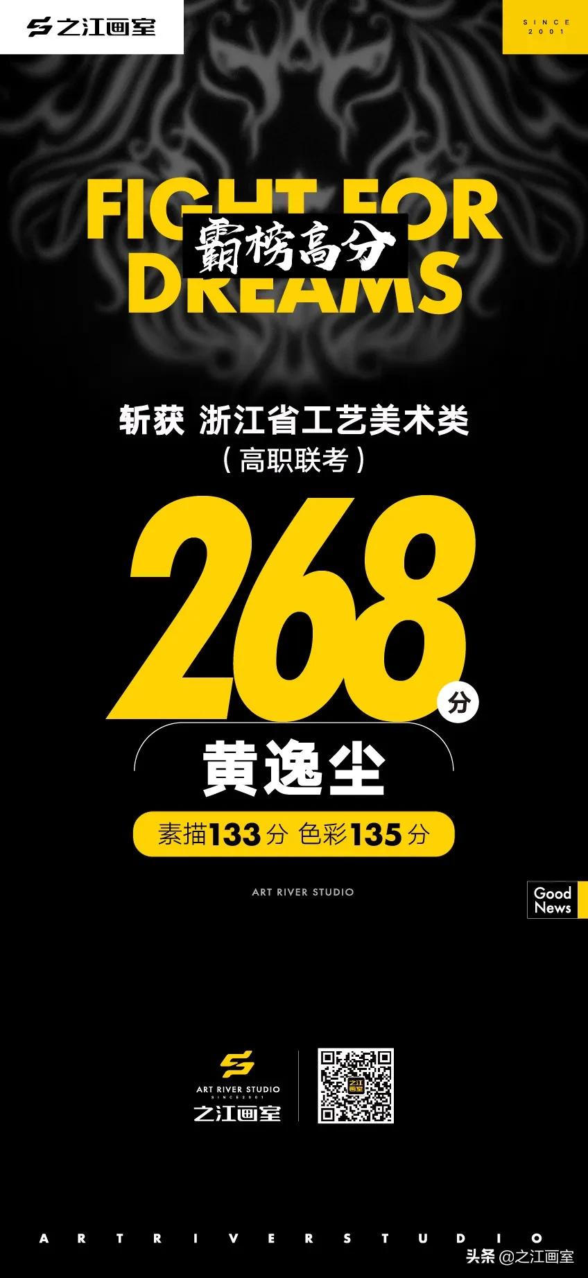 「历史突破，再度大捷！」之江画室高职联考260分以上名单