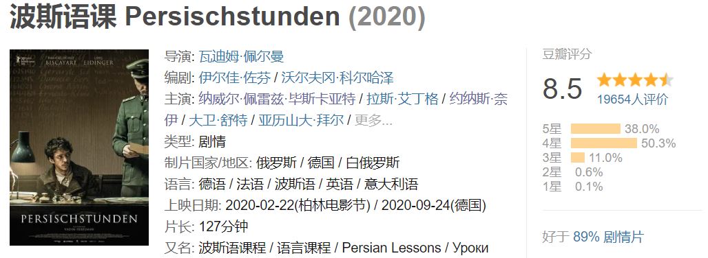 看得全程手心冒汗！8.5分二战片《波斯语课》，远离平庸之恶