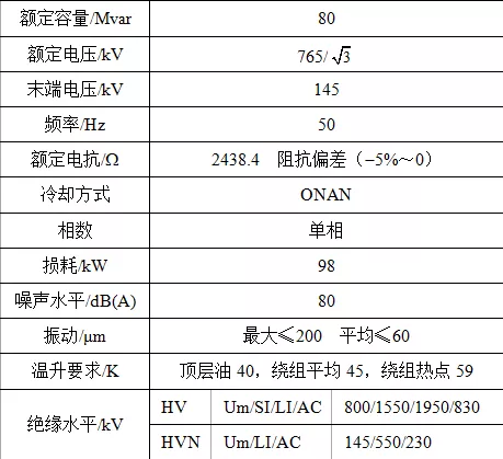 印度電網用765kV并聯電抗器的研制