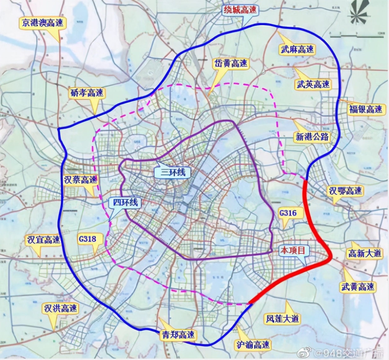 湖北第一条高速扩容改造工程，长30.3公里，4车道扩至8车道