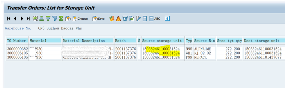 SAP HUM LT27可以看一個HU相關的TO單歷史