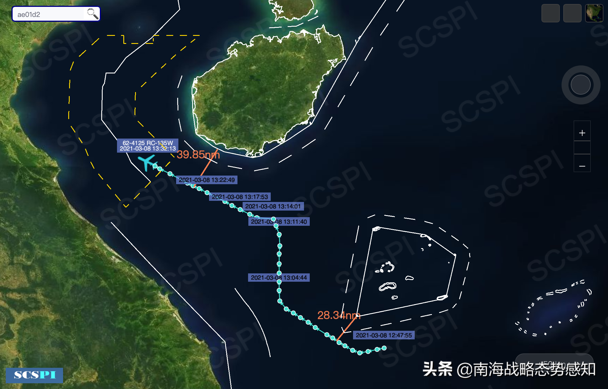 嚣张至此，美电子侦察机全程明码挑衅，离我国领海基线仅28海里