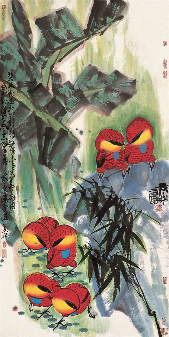 中国当代名家画集—开宗立派，独领风骚！京开现代彩墨花鸟《一》