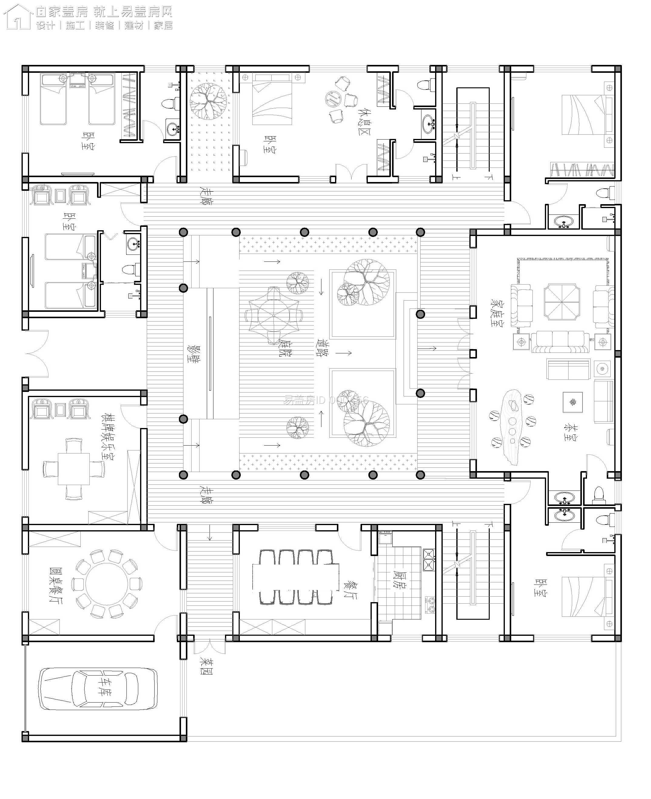 建了不亏的仿古四合院，青砖和木材的使用让设计更为古色古香