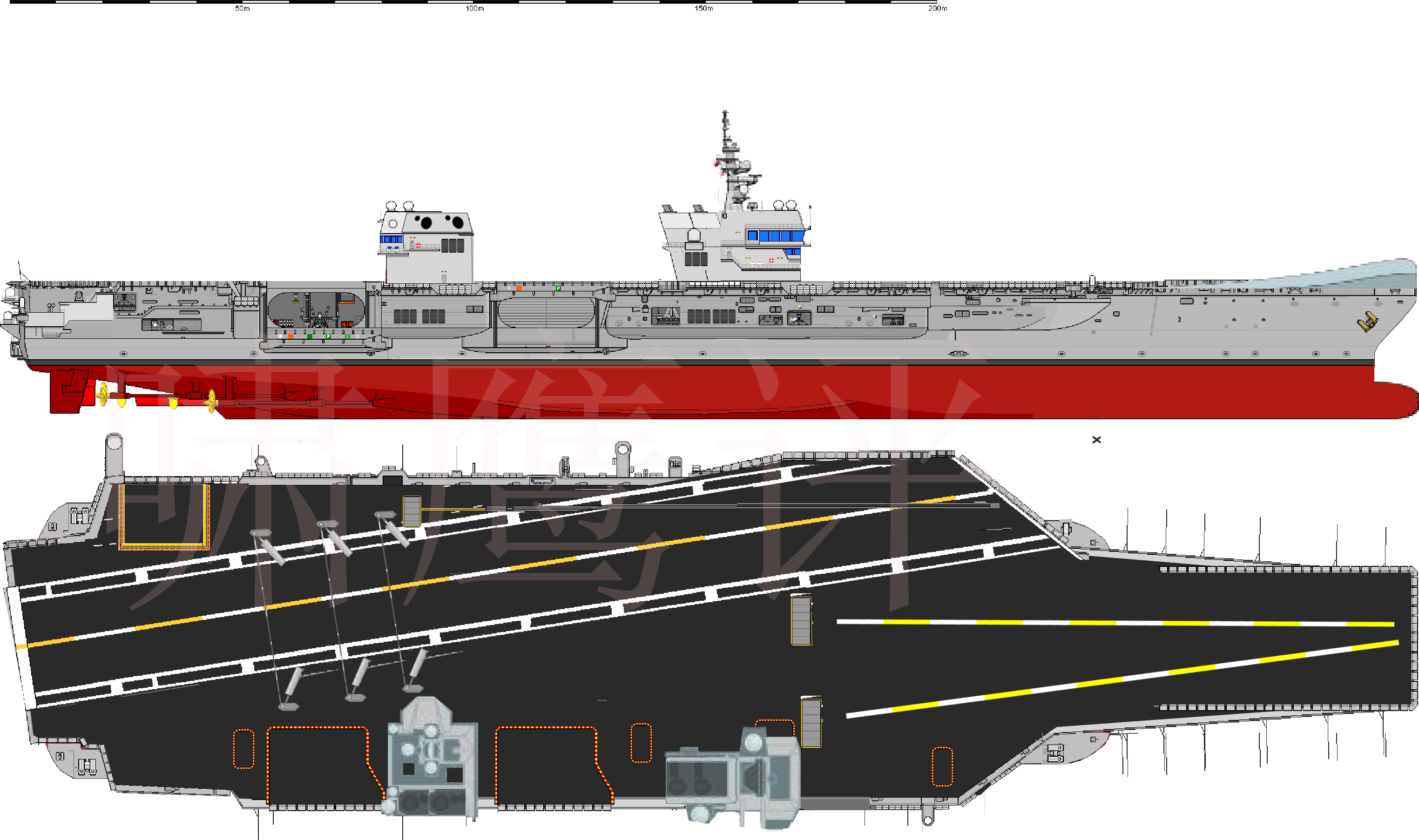 架空露出獠牙的日本海自日本軍事復興的標誌赤城級重型航母