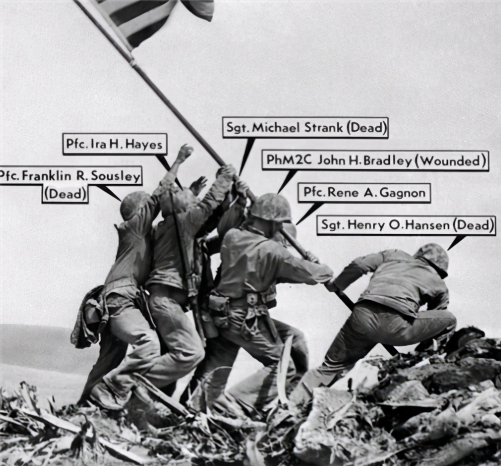 二战著名插旗照的诅咒：六个插旗美军中有三个战死，一个冻死街头