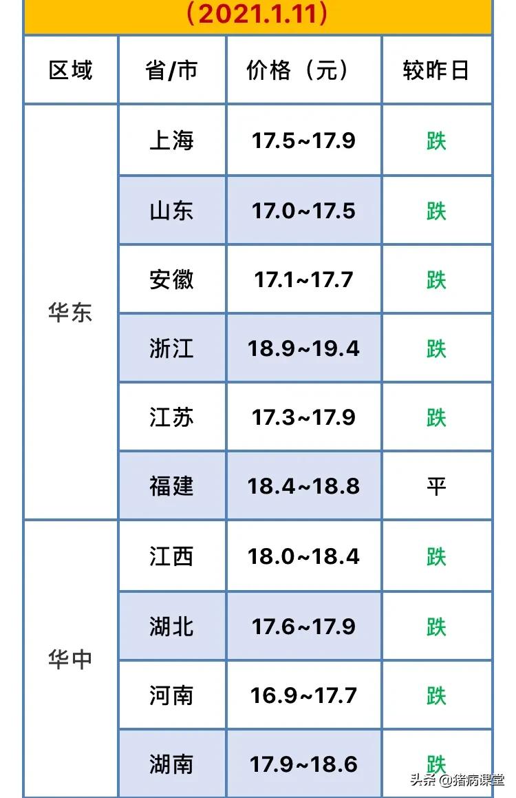 【生猪价格】1月11日全国生猪价格行情走势及明日猪价分析